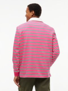 Tommy Badge Stripe Relaxed Rugby Shirt — Pink 4