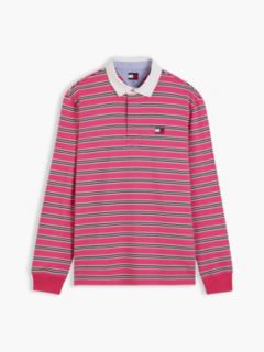 Tommy Badge Stripe Relaxed Rugby Shirt — Pink 5