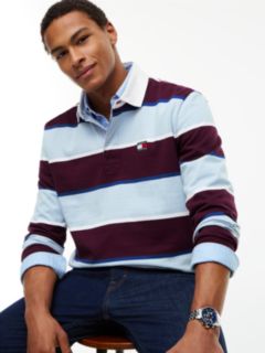 Tommy Badge Stripe Relaxed Rugby Shirt — Purple 3