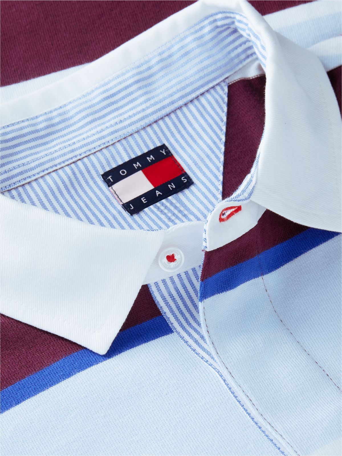 Tommy Badge Stripe Relaxed Rugby Shirt — Purple