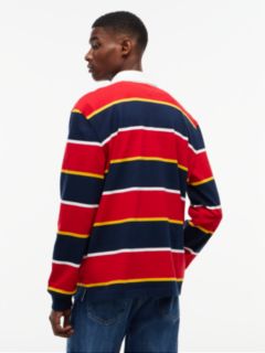 Tommy Badge Stripe Relaxed Rugby Shirt — Red 4