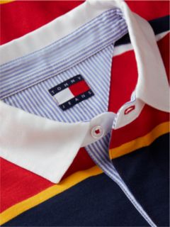Tommy Badge Stripe Relaxed Rugby Shirt — Red 6
