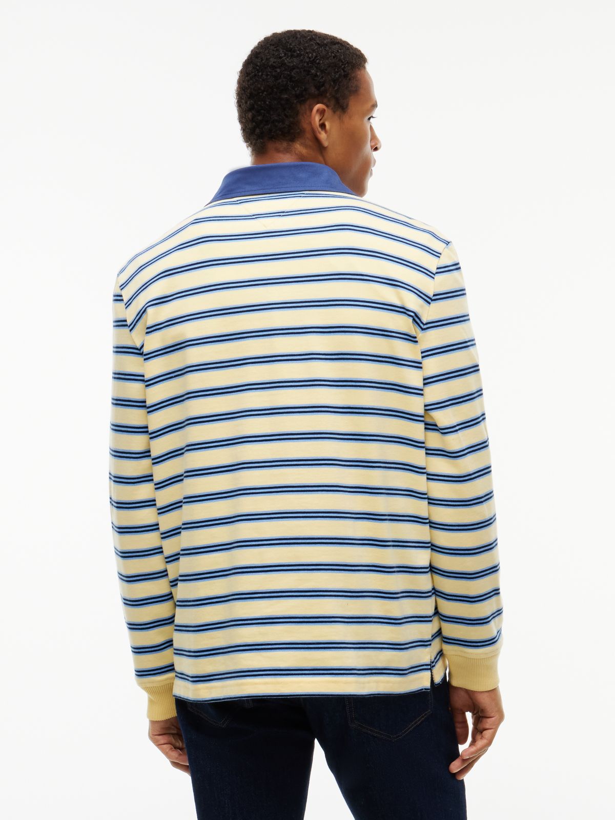 Tommy Badge Stripe Relaxed Rugby Shirt — Yellow