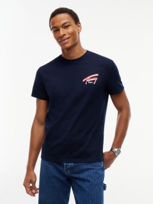blue signature back logo jersey t-shirt for men tommy jeans