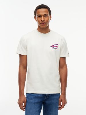 white signature t-shirt aus jersey mit logo hinten für herren - tommy jeans