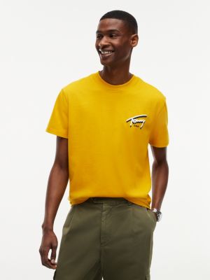 t-shirt en jersey à logo signature yellow pour hommes tommy jeans