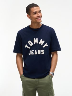 blue classic logo oversized jersey t-shirt for men tommy jeans