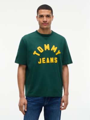 green classic logo oversized jersey t-shirt for men tommy jeans