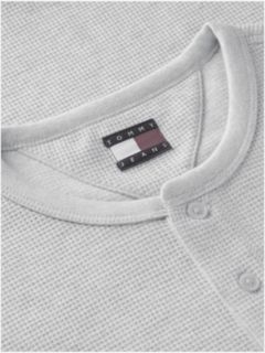 Washed Waffle Knit Henley Long Sleeve T-Shirt — Grey 6