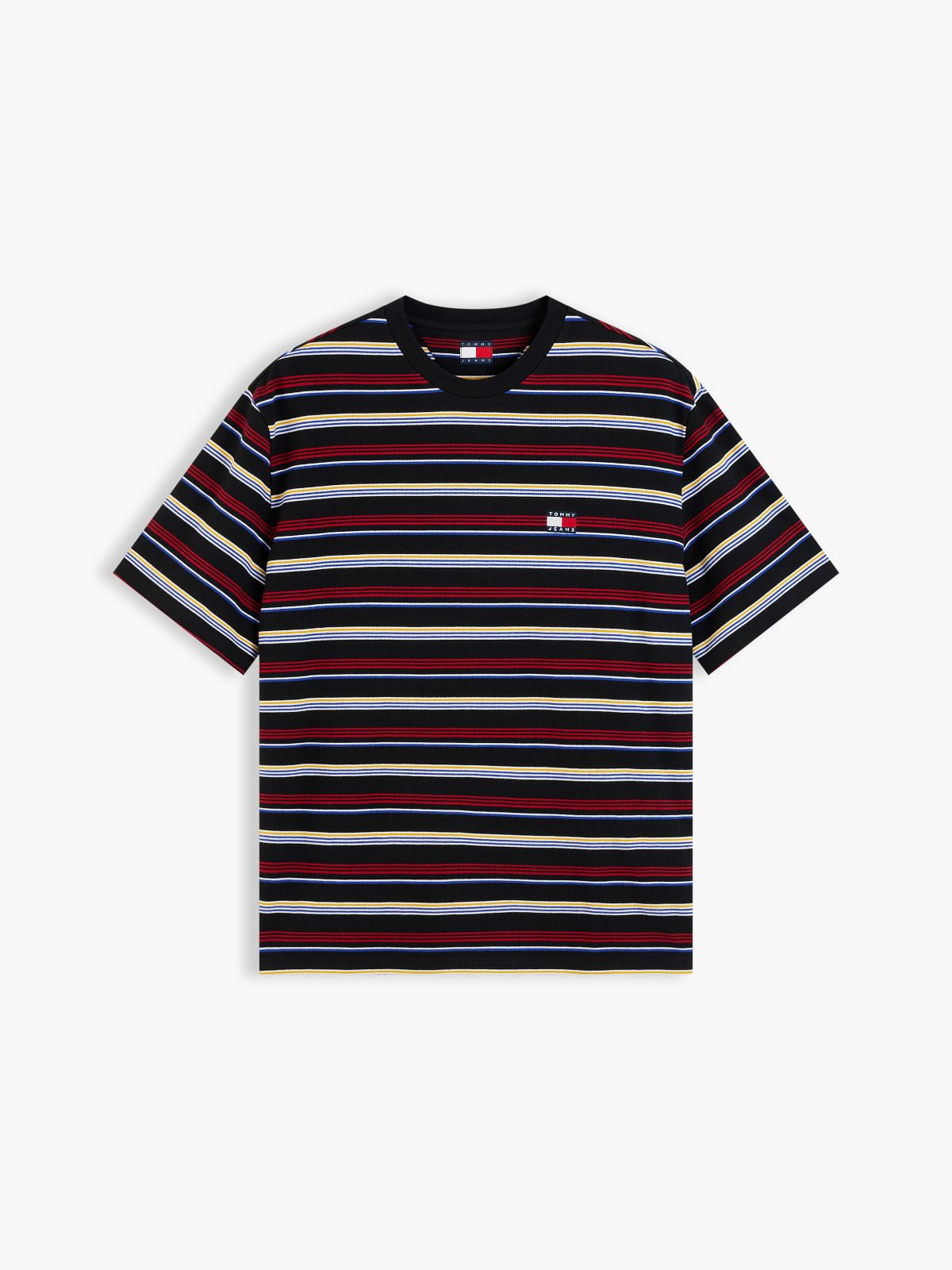 Badge Stripe Oversized Jersey T-Shirt — Black
