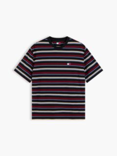 Badge Stripe Oversized Jersey T-Shirt — Black 5
