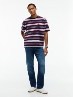Badge Stripe Oversized Jersey T-Shirt — Purple 2