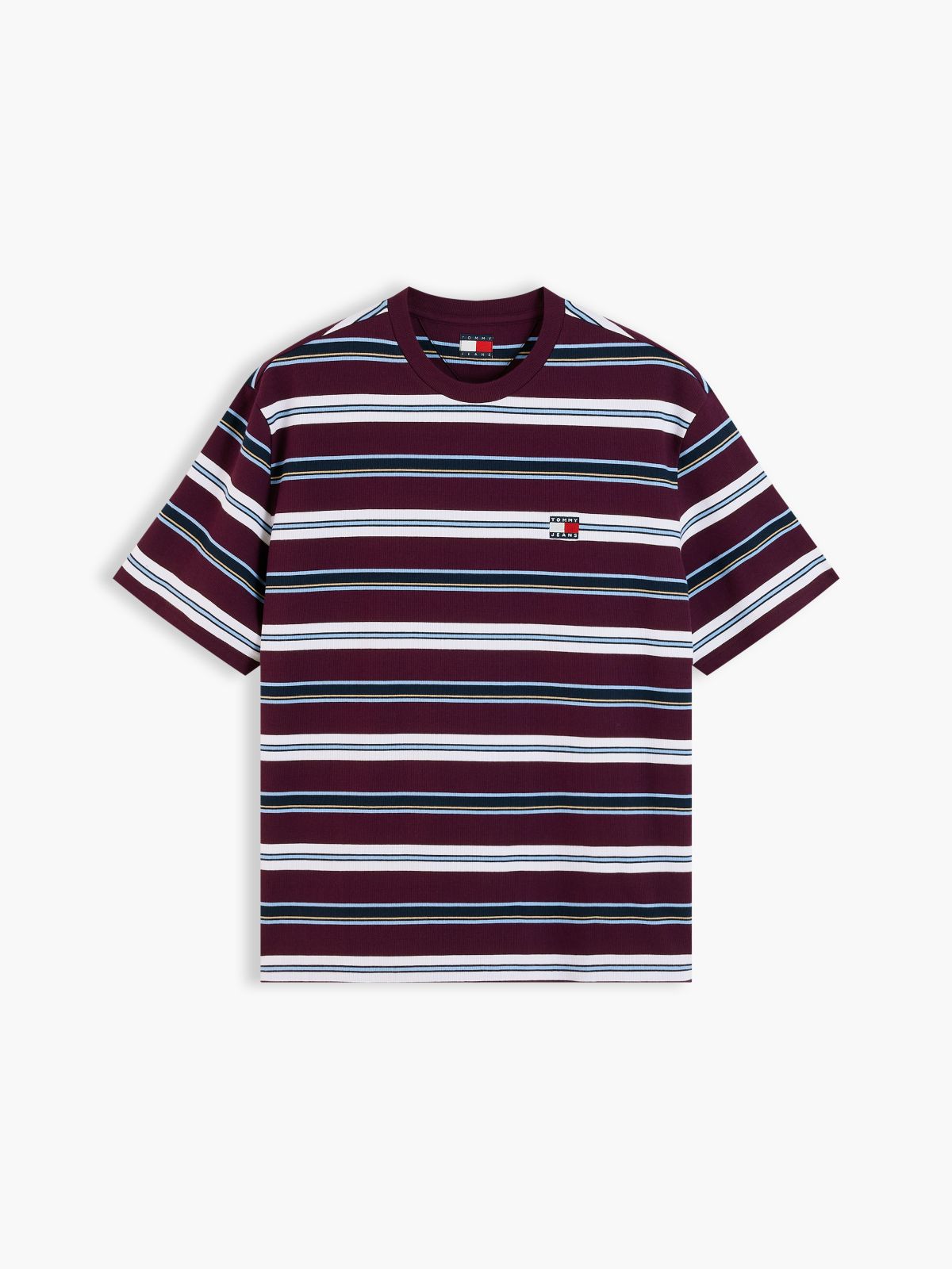 Badge Stripe Oversized Jersey T-Shirt — Purple