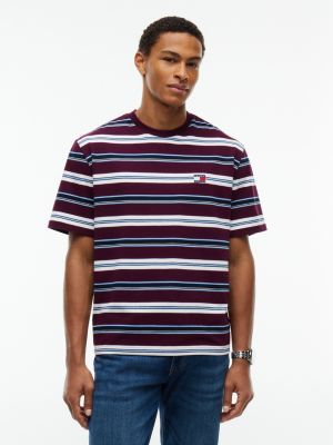 purple badge stripe oversized jersey t-shirt for men tommy jeans