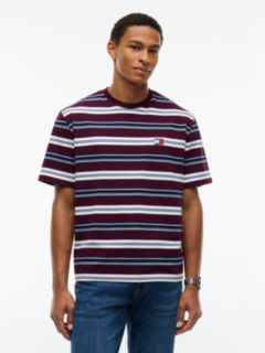 Badge Stripe Oversized Jersey T-Shirt — Purple 1