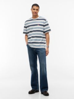Badge Stripe Oversized Jersey T-Shirt — White 2