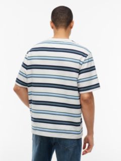 Badge Stripe Oversized Jersey T-Shirt — White 4