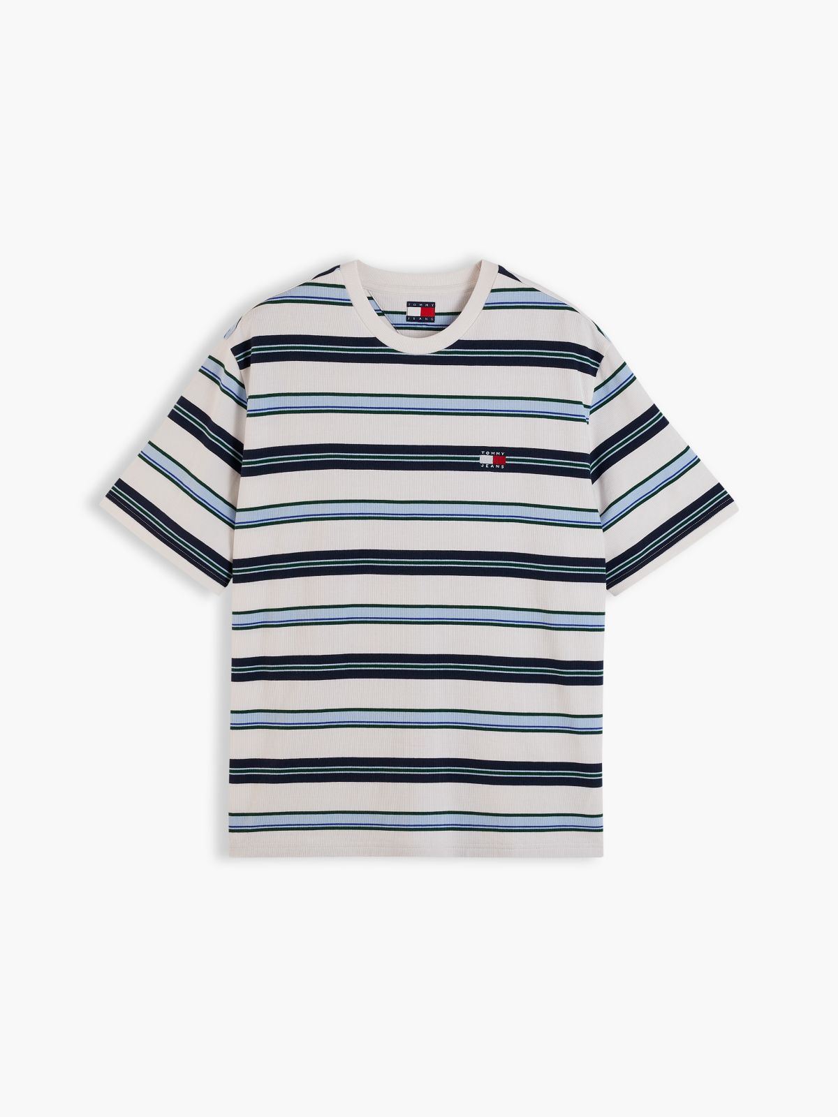 Badge Stripe Oversized Jersey T-Shirt — White