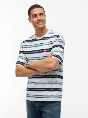 white badge stripe oversized jersey t-shirt for men tommy jeans