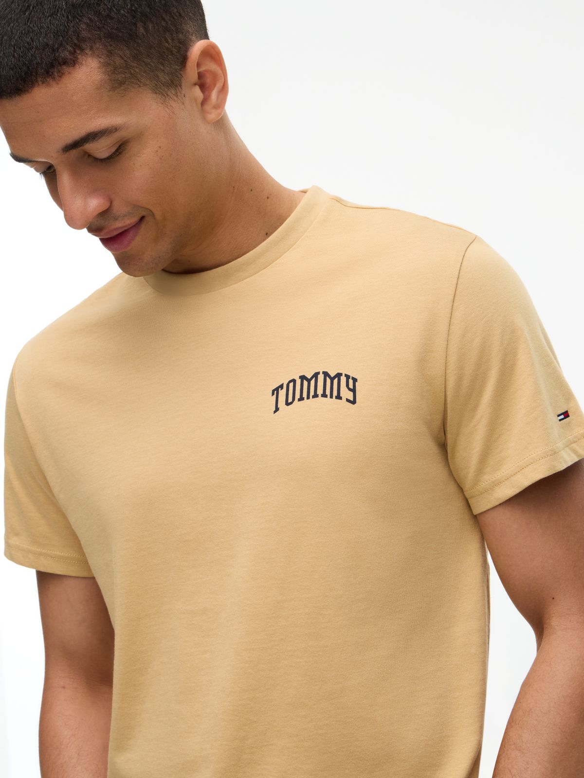 Logo Slim Jersey T-Shirt — Beige