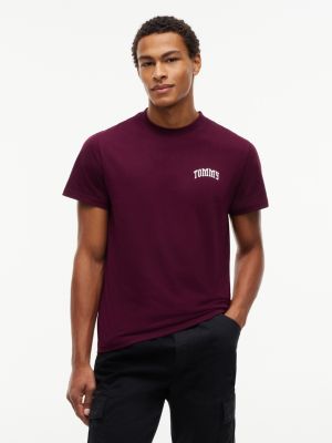 purple logo slim jersey t-shirt for men tommy jeans