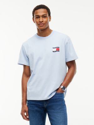 camiseta amplia con logo ondulado blue de hombres tommy jeans