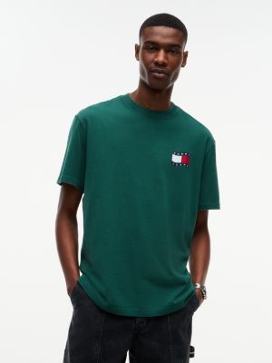 green relaxed fit t-shirt mit flag-logo hinten für herren - tommy jeans