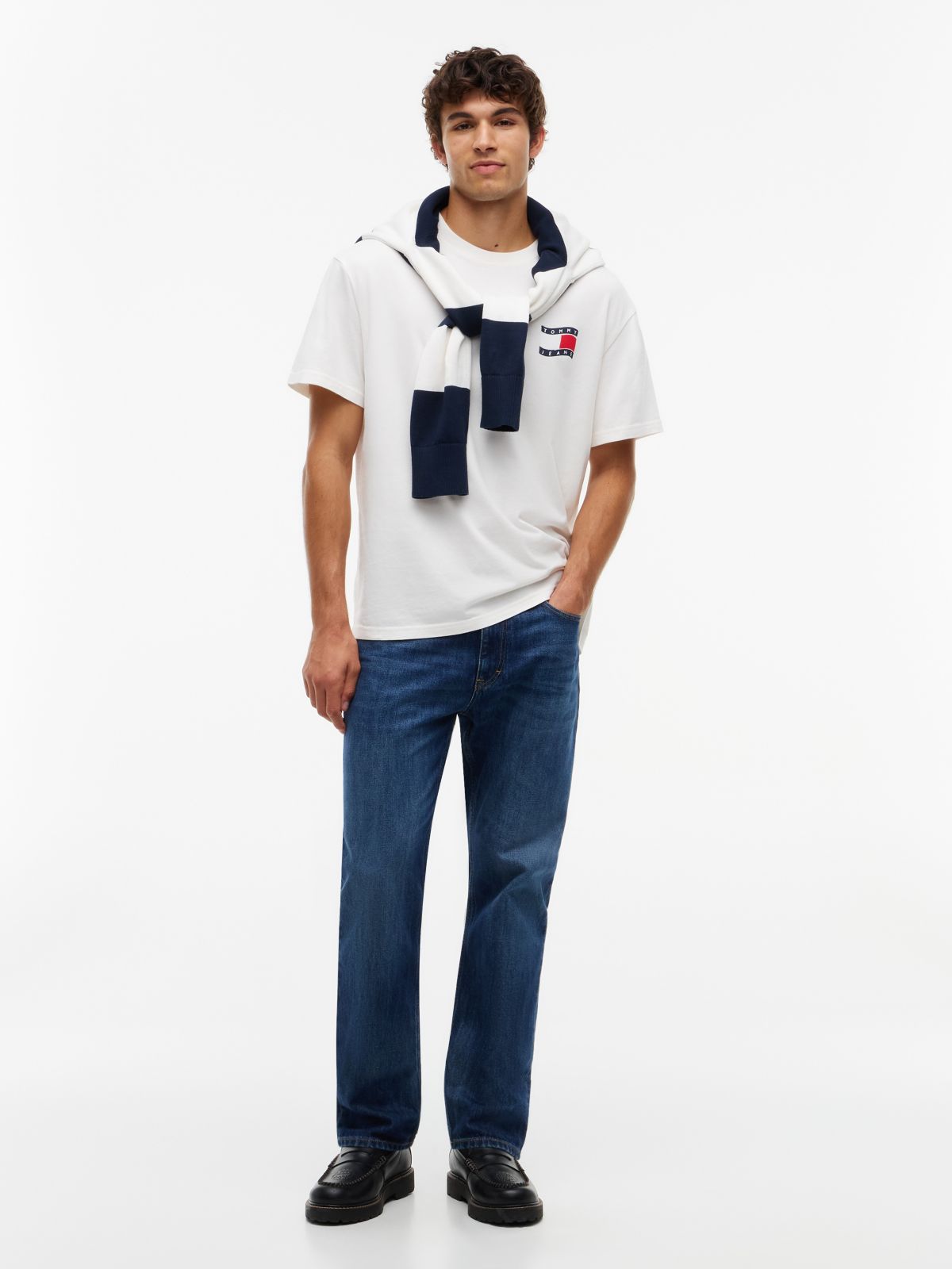 Wavy Flag Back Logo Relaxed T-Shirt — White