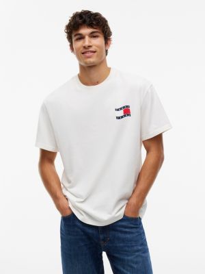 white wavy flag back logo relaxed t-shirt for men tommy jeans