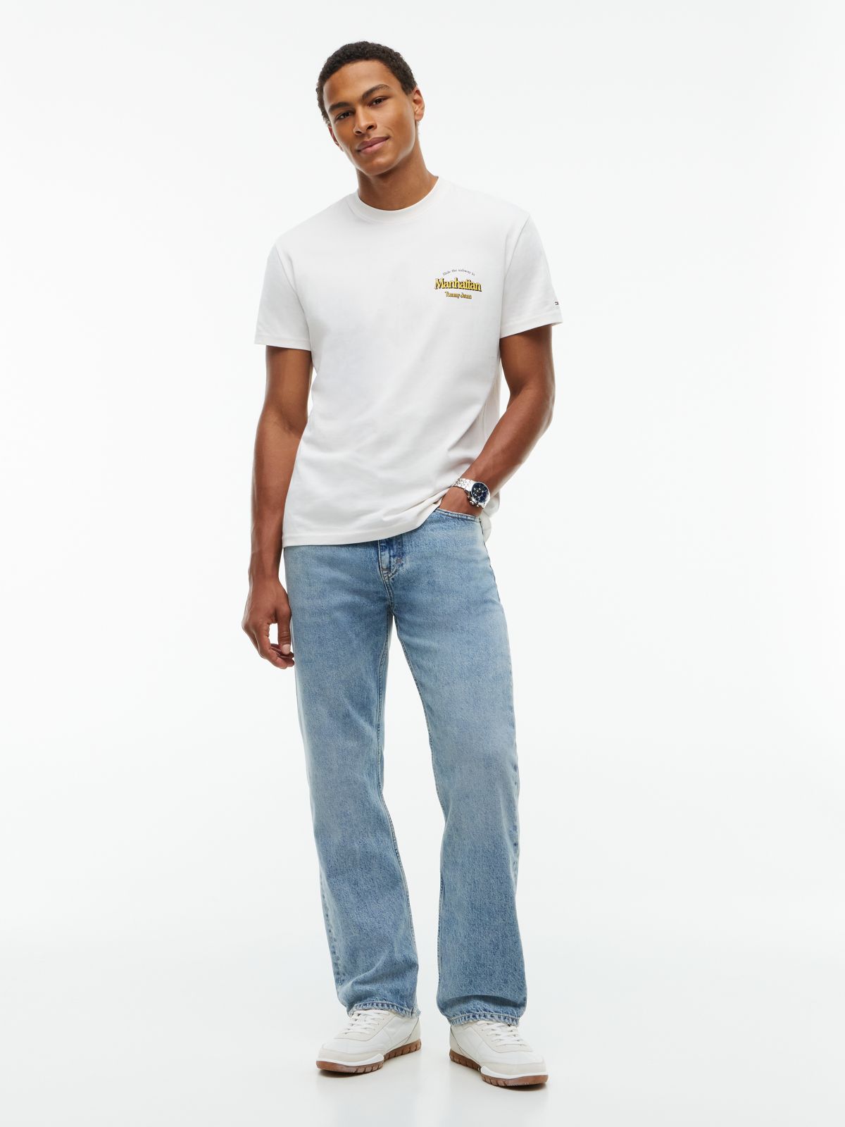 Back Graphic Jersey Crew Neck T-Shirt — White