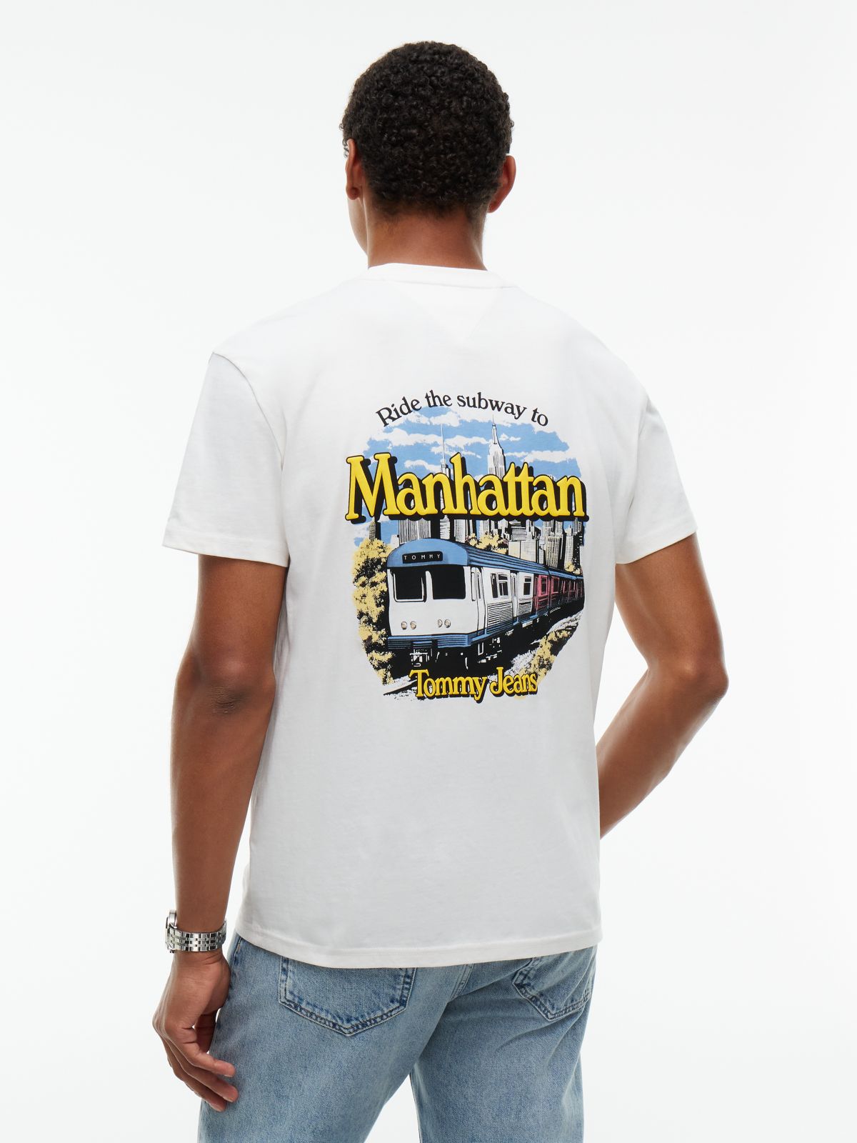 Back Graphic Jersey Crew Neck T-Shirt — White