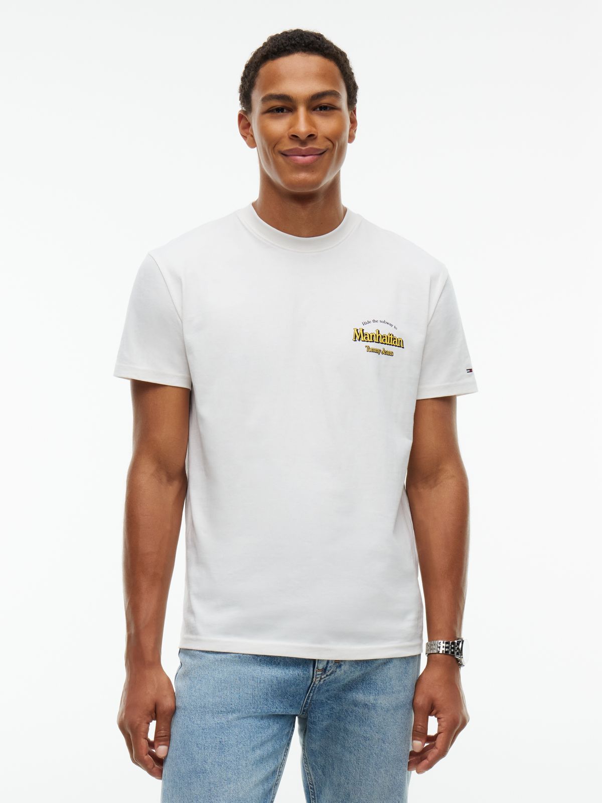 Back Graphic Jersey Crew Neck T-Shirt — White