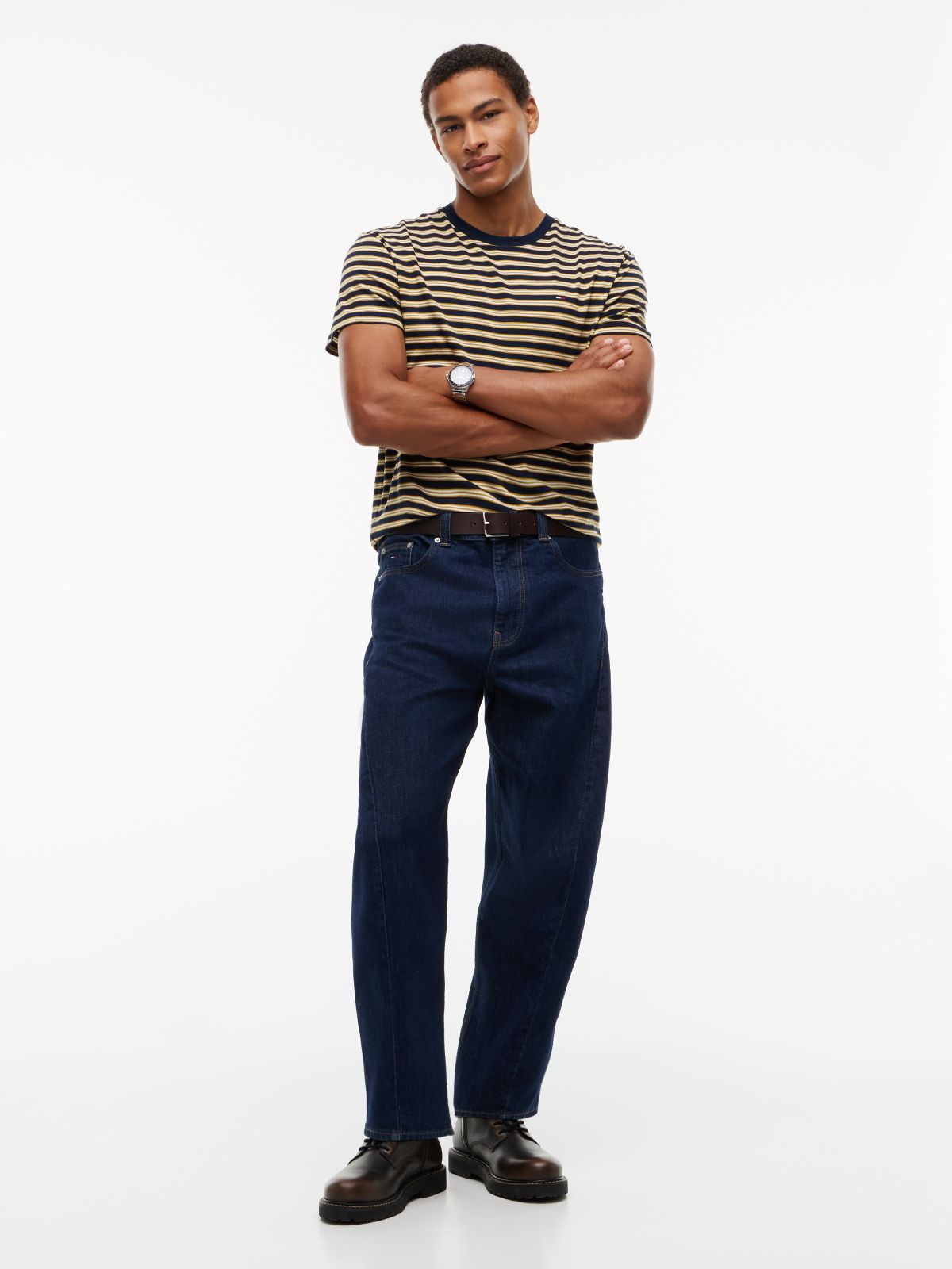Tommy Flag Stripe Jersey T-Shirt — Blue