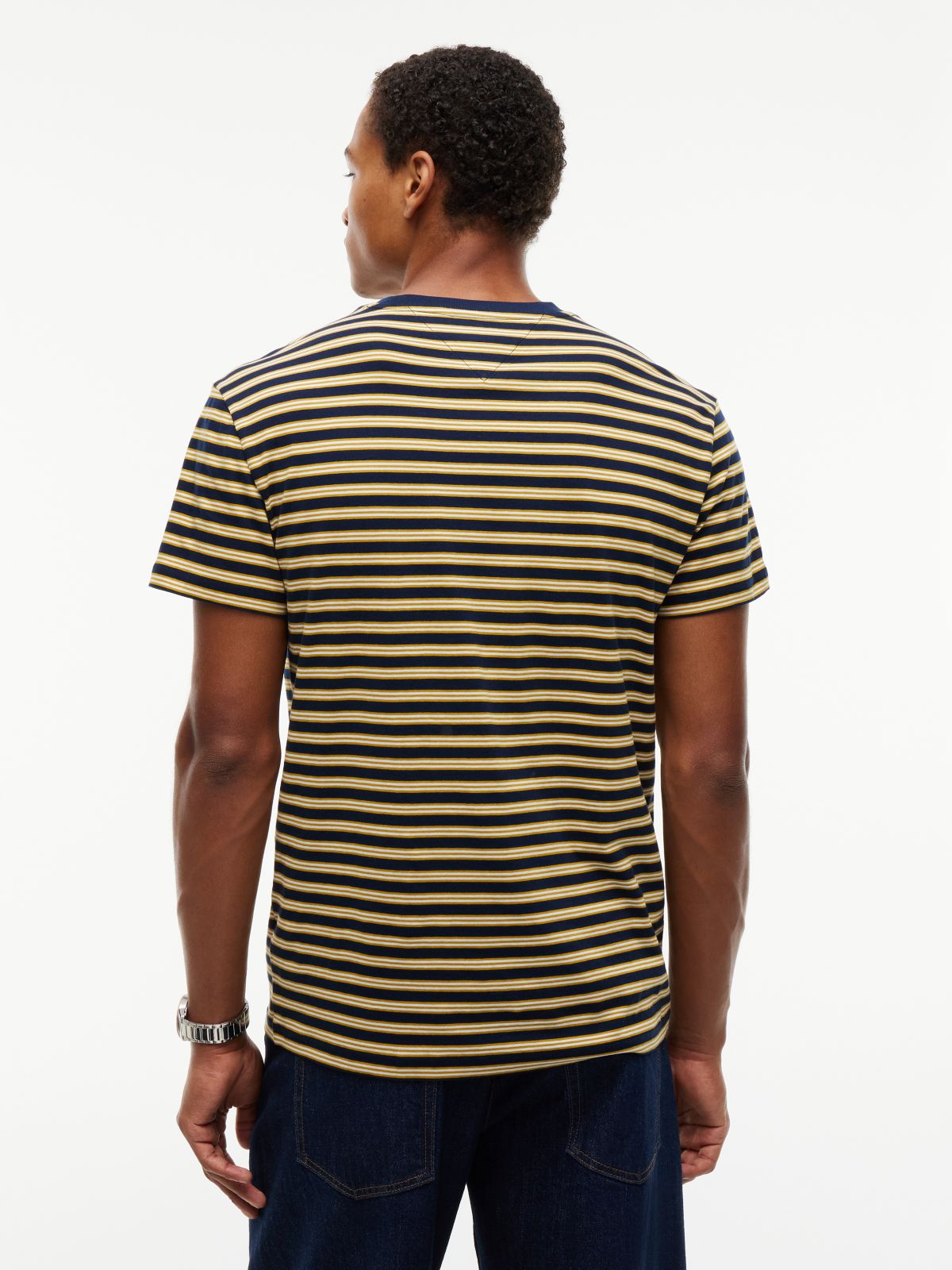 Tommy Flag Stripe Jersey T-Shirt — Blue