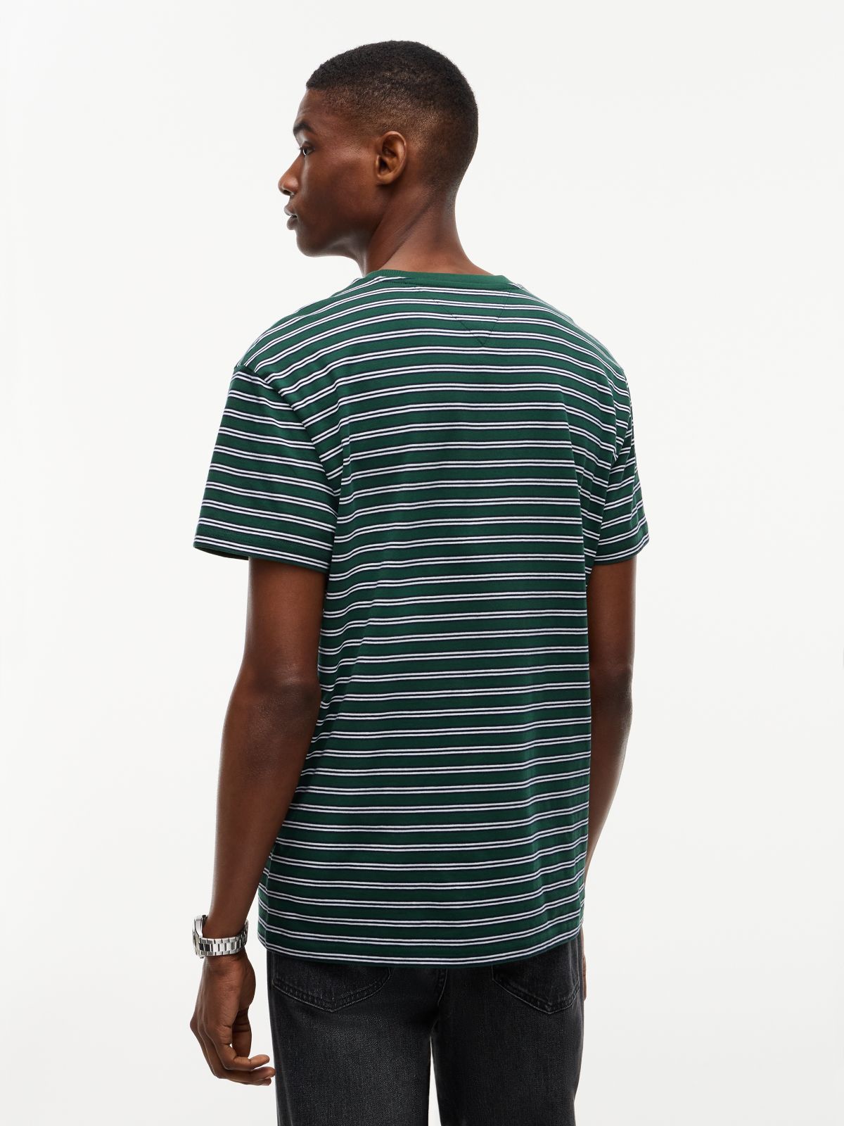 Tommy Flag Stripe Jersey T-Shirt — Green