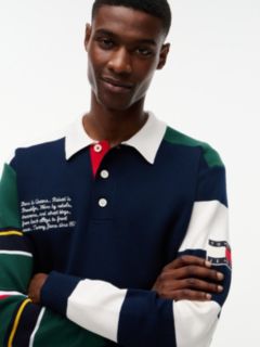 Colour-Blocked Knit Rugby Shirt — Blue 3
