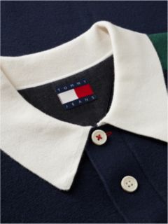 Colour-Blocked Knit Rugby Shirt — Blue 6