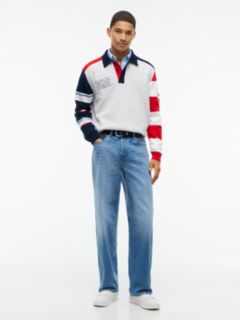 Colour-Blocked Knit Rugby Shirt — Grey 2