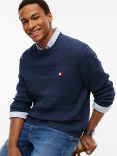 Tommy Badge Textured Jumper — Blue 3