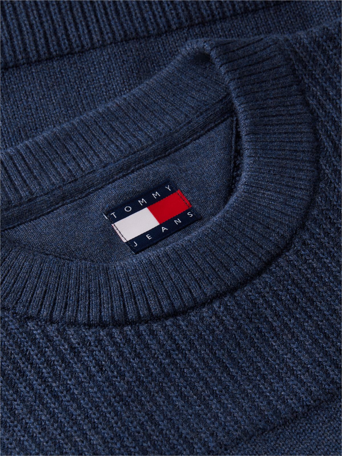 Tommy Badge Textured Jumper — Blue