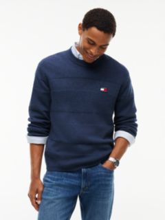 Tommy Badge Textured Jumper — Blue 1