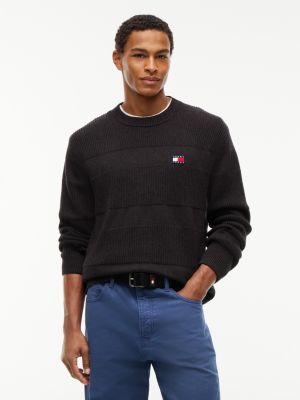 jersey texturizado con parche de tommy brown de hombres tommy jeans