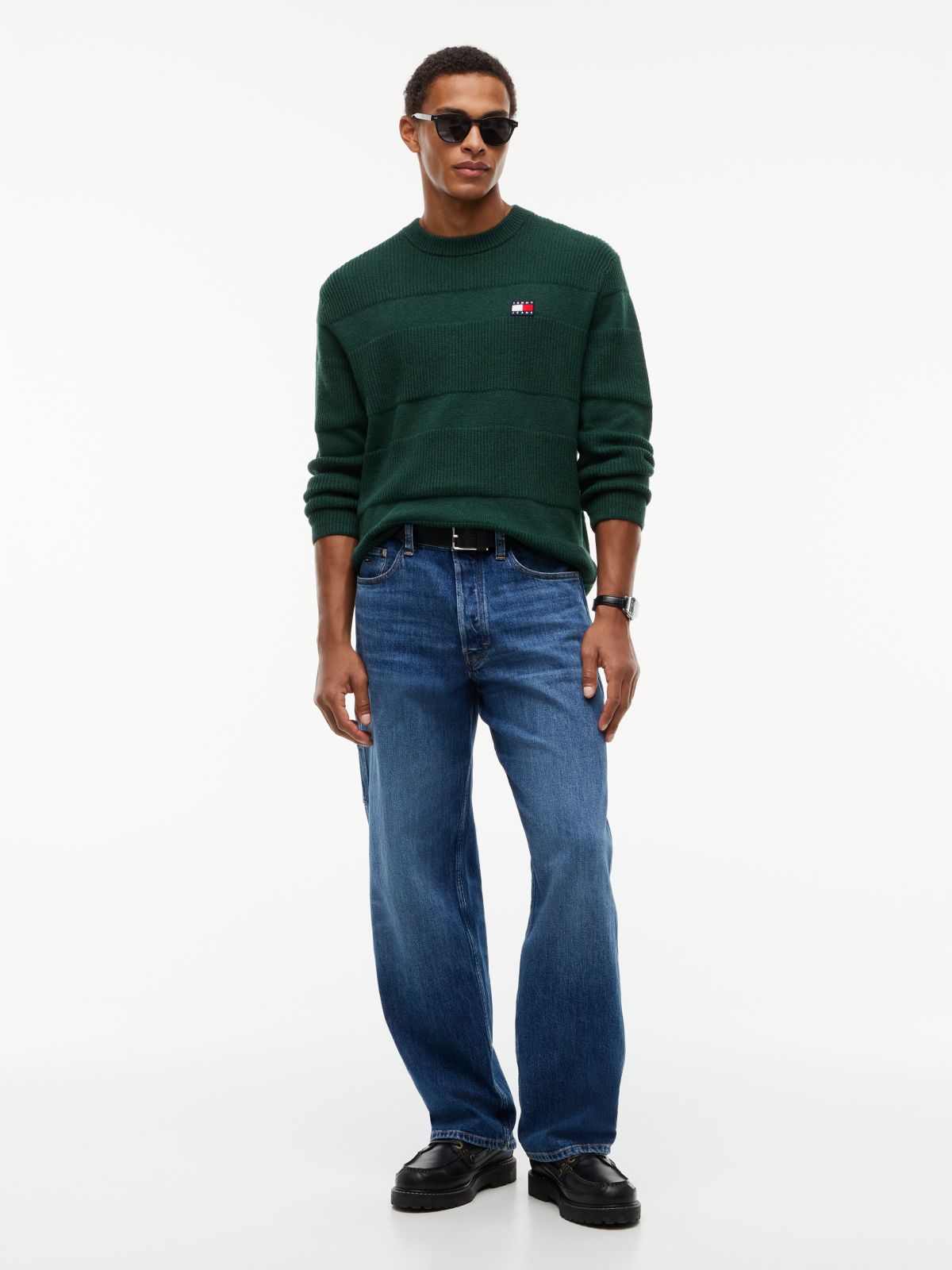 Tommy Badge Textured Jumper — Green