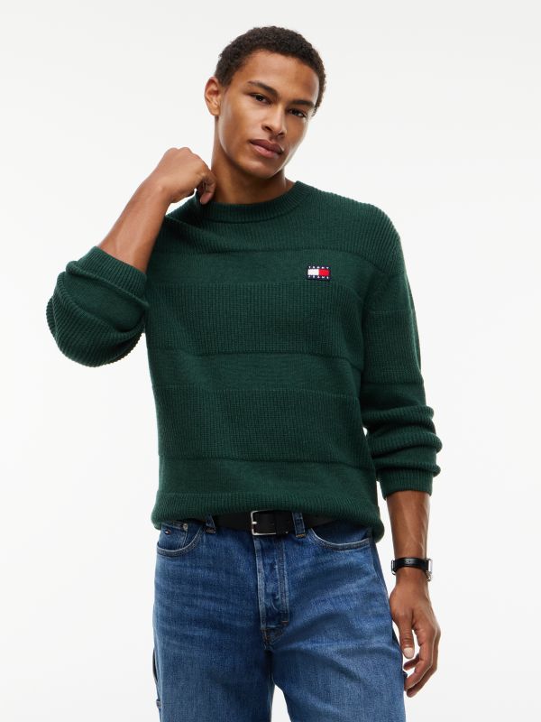 Tommy Badge Textured Jumper — Green