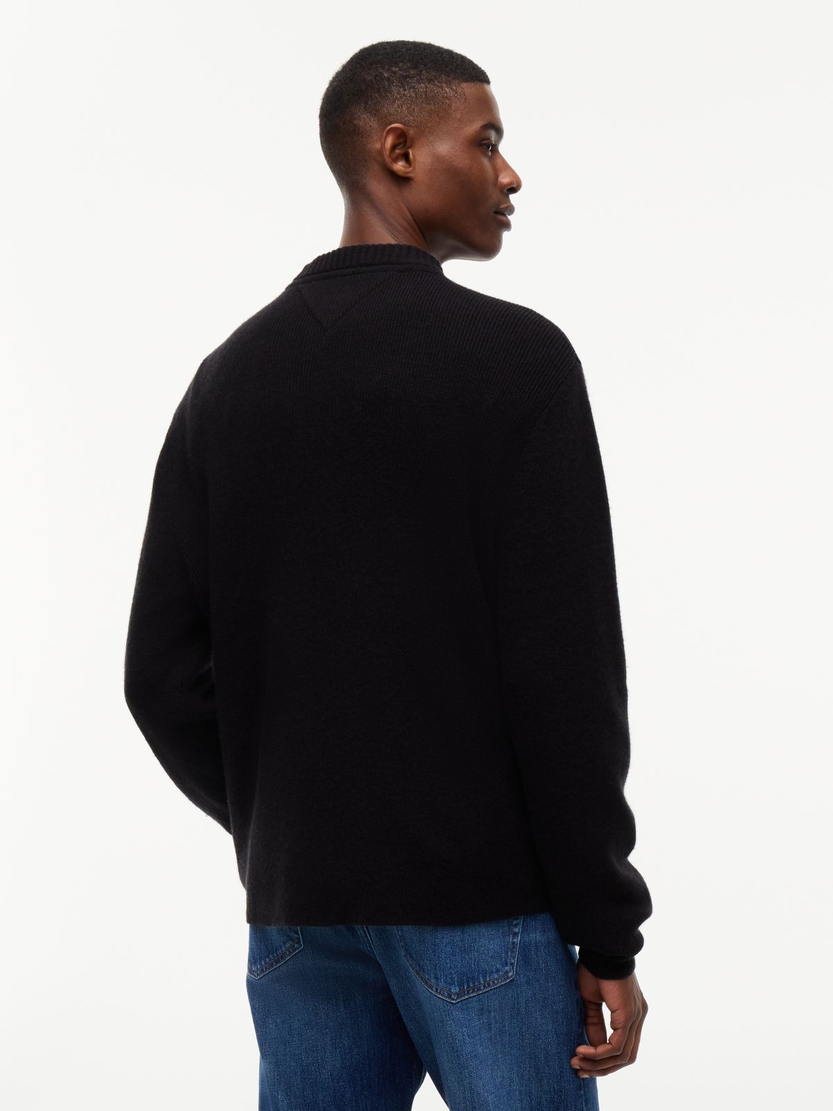 Badge Wool Blend Jumper With Alpaca — Black