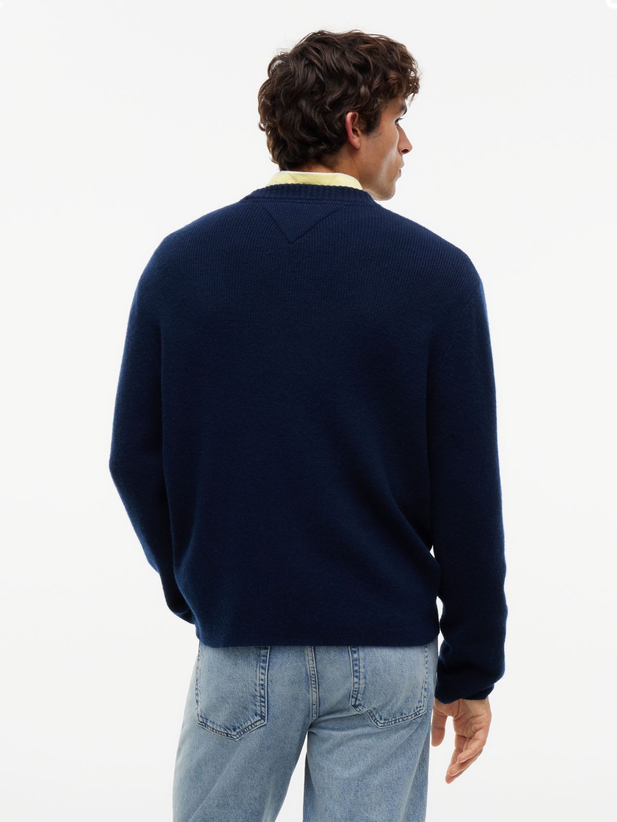 Badge Wool Blend Jumper With Alpaca — Blue