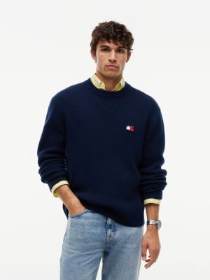 jersey con lana y alpaca blue de hombres tommy jeans