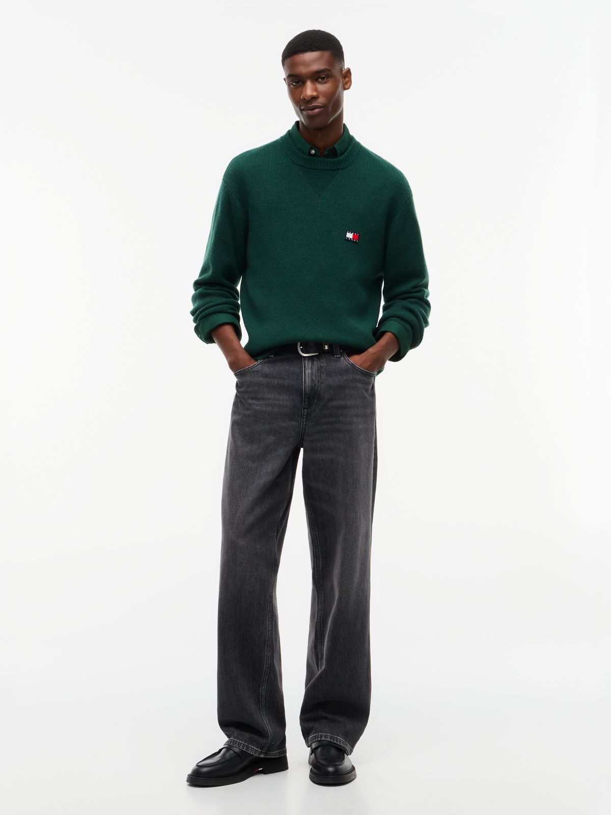Badge Wool Blend Jumper With Alpaca — Green