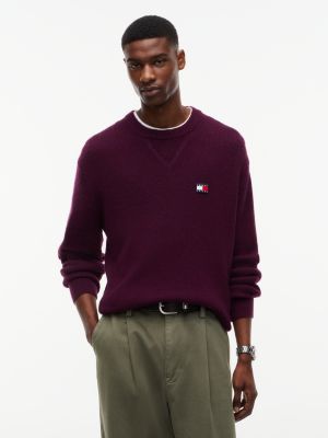 purple trui van wolmix met alpaca en badge voor heren - tommy jeans