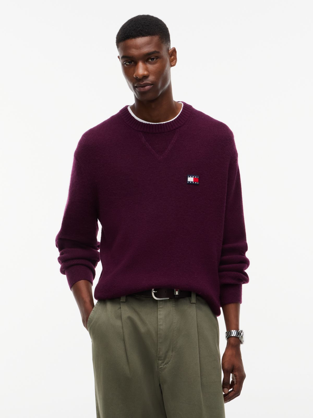 Badge Wool Blend Jumper With Alpaca — Purple